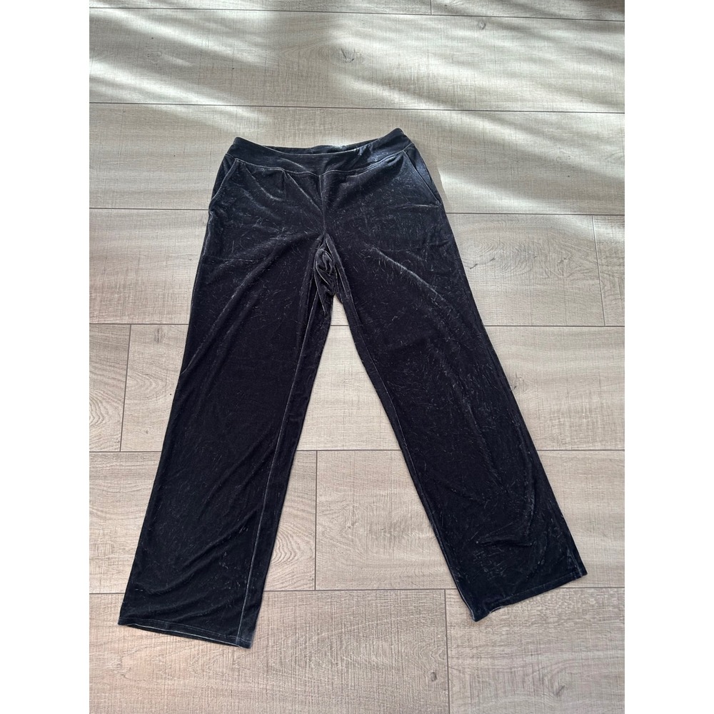 Soma Black/Grey Velvet Lounge Pants Wide Leg Soft Girl Cozy Aesthetic Size S